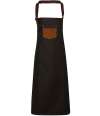 PR136 Premier Division Bib Apron Black / Tan Denim colour image